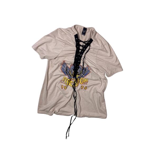 Windsor Lace Up Eagle Suede Top Women’s Small USA Freedom Country Concert Style - Picture 1 of 6
